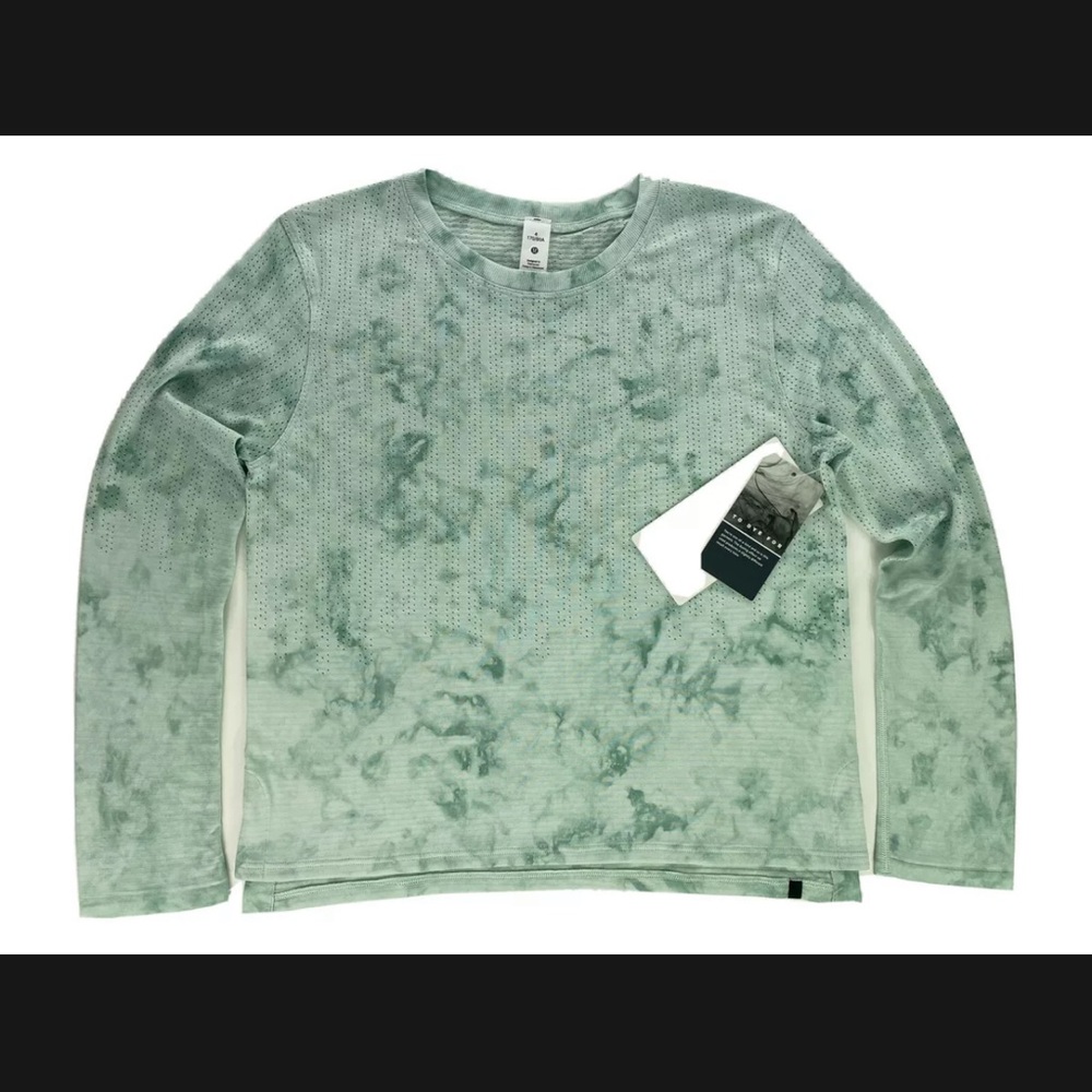 NWT lululemon Train to be Long sleeve tie dye green/white Top- RSWR/LW3EIPD - Picture 7 of 12